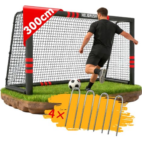 Portería de fútbol, ​​estructura de acero inoxidable, red resistente a la intemperie, 300x200x120 cm (1/2)