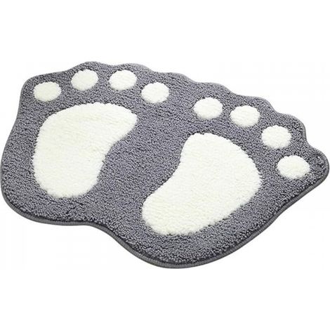 Tapis de bain antidérapant, tapis de salle de bain de cuisine, motifs doux et confortables, absorbe le bain pour chambre, cuisine, couloir, entrée, coton, gris, moyen 60 x 40 cm (1/5)
