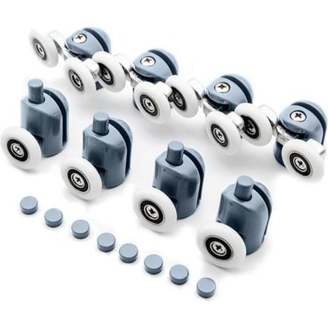 Set mit 8 Doppelrollen mit Lagern für Duschkabine/Duschwand, Grau (1/4)