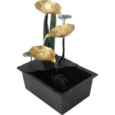 Fontaine de table USB silencieuse à circulation d'eau, fontaine décorative en fer avec cascade et lumière LED pour salon (1/5)