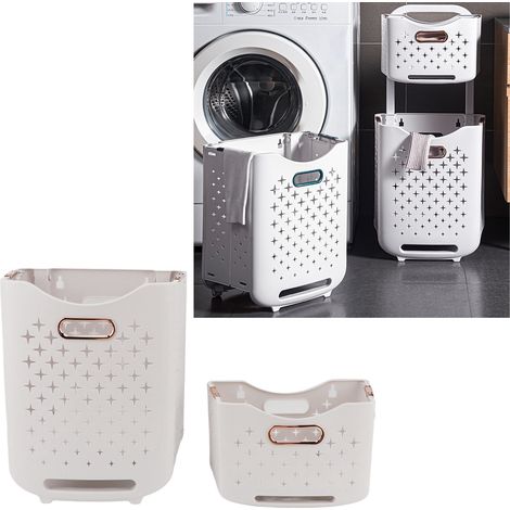 Panier à linge portatif, panier de rangement pour vêtements sales, panier de rangement mural pliable pour salle de bain, doré (1/5)