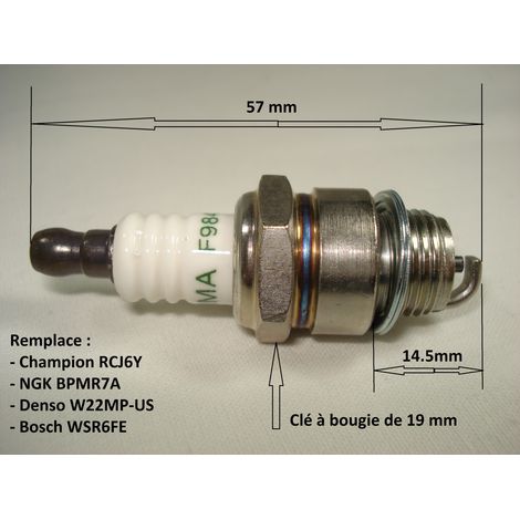 Bougie pour matériel de jardin remplace NGK BPMR7A Champion RCJ6Y