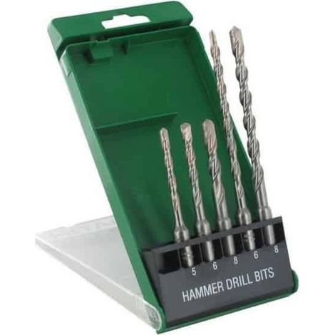 Hikoki – Coffret de 5 forets SDS-plus Ø5-6-8 mm – Longueur 110/160 mm – Pointe carbure pour perçage béton – Quadruple hélice pour poussière rapide