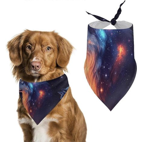 Bandana pour chien Espace Galaxie écharpe bandana d'anniversaire requin bleu foulard mignon triangulaire taille unique motif 29 (1/5)