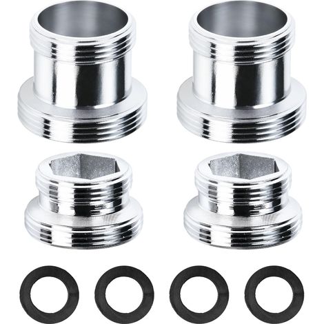 Adaptateur Robinet Cuisine, Adaptateur de Robinet en Laiton à Double Filetage, pour Aérateurs de Cuisine, Filtres à Eau, Tuyaux, avec 4 Joints en Caoutchouc (M18-M22, 2 Standard 2 Rallongées) (1/5)