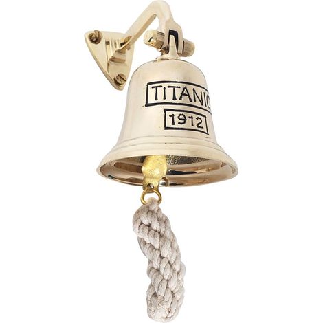 Campana da nave in ottone con supporto a muro Titanic 10 cm