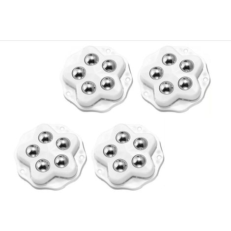 Mini roulettes pour meubles. 4 roulettes à 5 billes chacune, capacité de charge de 300 kg, avec adhésif et vis. Roulette universelle 360 degrés, robuste (Blanc 4 pièces) (1/5)