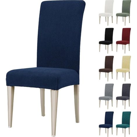Housse de Chaise, Extensible Housse Chaise Salle à Manger, Universel Housse pour Chaise, Housses de Chaises Lavable, Bleu(4 Pièces) (1/4)