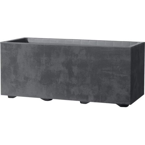 Jardinière murale rectangulaire anthracite 59 x 25 x 25 cm – Réserve d’eau intégrée – Plastique recyclé et recyclable – Résistante aux UV et au gel – Deroma