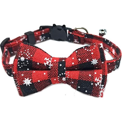 Collier Pour Chien - Motif Plaid Classique Et Flocon De Neige - Avec Nœud Papillon Réglable - 1 Pièce (1/5)