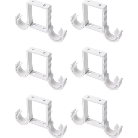Lot de 6 supports de tringle à rideaux en alliage d'aluminium, pour tringle à rideaux de 23 mm à 27 mm (blanc) (1/5)