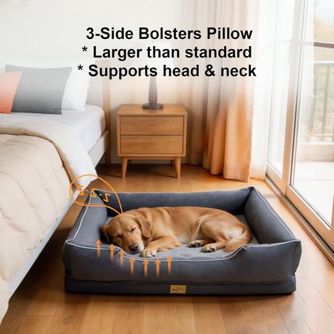 XXL Cuccia per Cane Taglia Grande Letto per Cani Ortopedico Sfoderabile, Grigio 111x88x23 cm