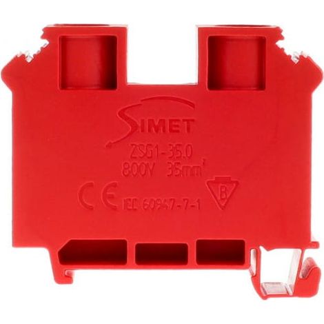 Connettore filettato per guida DIN a 2 fili, 35 mm², rosso, ZUG1-35 12701311