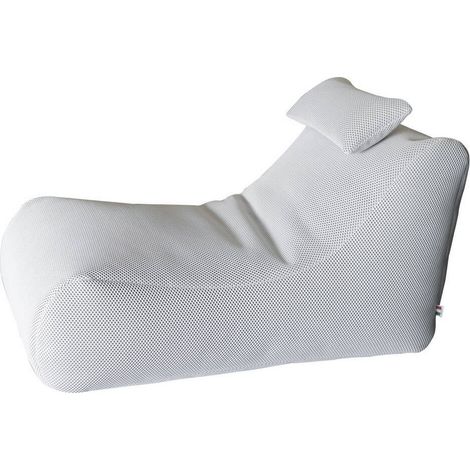Dmora - Pouf hck, Mehrzwecksessel, Sitzsack, Hockerhocker, Made in Italy, 70x120 h65 cm, Weiß
