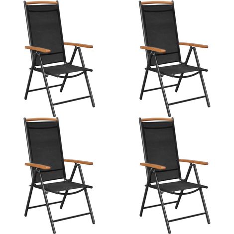 Lot de 4 Chaises de jardin，Siège de Terrasse  Chaise d'extérieur pliables aluminium et textilène noir CFW922826 (1/5)
