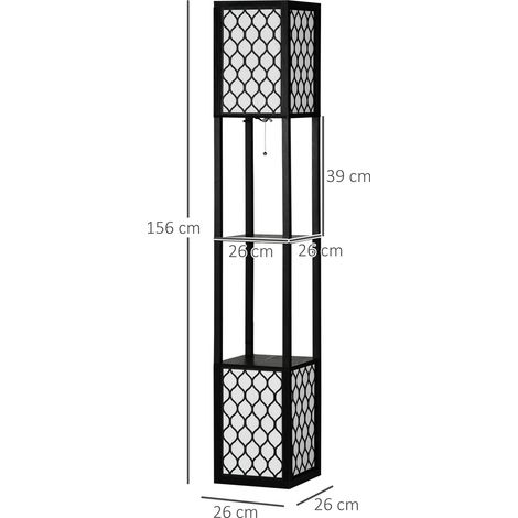 Lampadaire en MDF et plastique, forme colonne (avec 2 étagères), pour salon, bureau ou chambre, 26 x 26 x 156 cm (1/5)