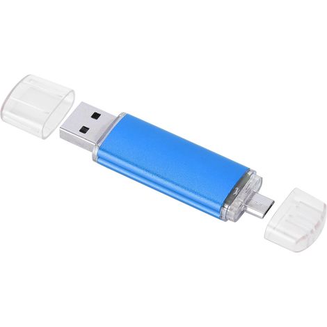 Clé USB 2-en-1 OTG 128 Go Bleue - Stockage Haut Capacité USB 2.0 Mémoire Flash (1/5)