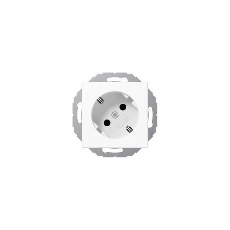 Jung Presa SCHUKO® 45°, 16 A 250 V , SAFETY+, con anello di supporto non collegato a terra, duroplastico, Serie AS/A, bianco alpino A 520-45 KI WW