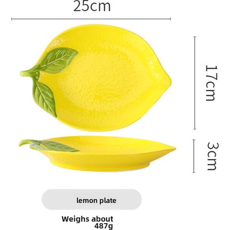 Obstteller, Salatschüssel, Dessertschüssel, kreatives Keramikgeschirr-Set mit niedlichem und elegantem Zitronenmuster (Zitronenteller) (1/5)