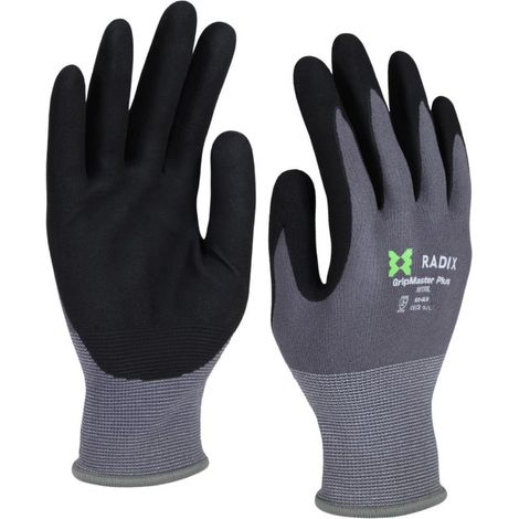 Gants de travail - Radix - GripMaster Plus - Nitrile micro-mousse noir/gris - Taille M9 / M (1/5)