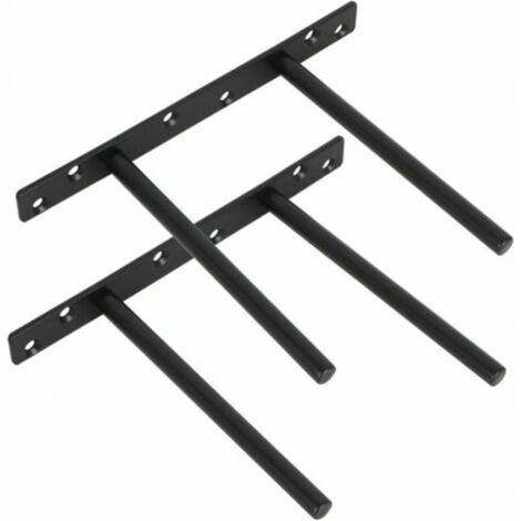 2 Pcs Invisible Floating Shelf Bracket Metal Bracket for Concealed Wood Floating Shelf Wall Mounted, Matte Black Finish Stainless Steel-Wall Shelf (1/4)