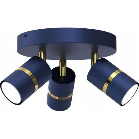 Plafonnier rond doré GU10 – Métal résistant – Abat-jour réglable – Éclairage esthétique pour intérieur moderne