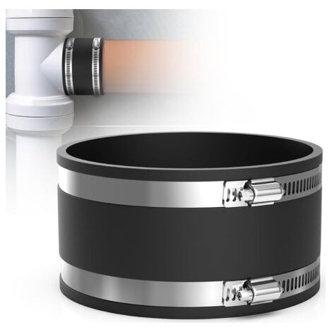 QORVA-Manchon Caoutchouc Tuyau 125mm Raccord Flexible en Caoutchouc avec Colliers de Serrage Inox pour Tuyau en PVC, Tuyau de Ventilation, Séparateur de Poussière, Filtre à Charbon