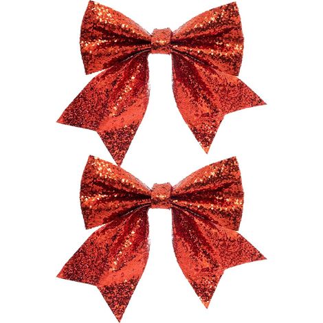 Déco de Noël Lot de 2 Noeuds Rouge pailleté 13 x 15 cm - Feeric Christmas (1/2)