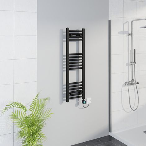 WiFi Thermostatic Straight Towel Rail Timer Black 1000x300mm