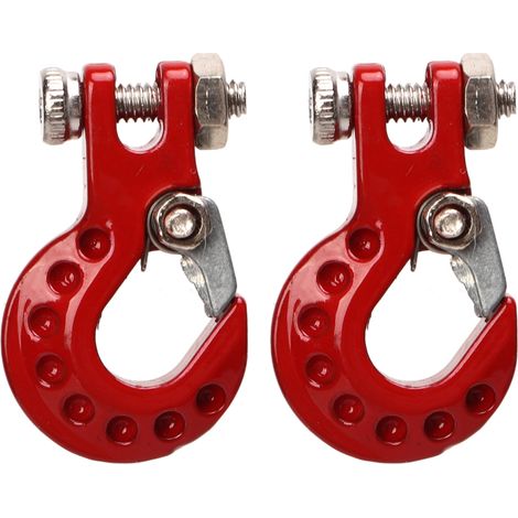 Lot de 2 crochets de remorque RC en alliage d'aluminium robuste, pour voitures télécommandées 1/10 (rouge). (1/5)