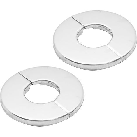 Set aus 2 geschlitzten Rohrabschlussmanschetten (25 mm / 1 Zoll Durchmesser) aus Edelstahl 304 – Selbstklebende runde Rosettenabdeckung für Wasserleitungen (Küche, Badezimmer, Waschküche) (1/5)