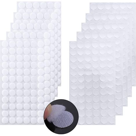 360 Paires Scratch Autocollant Rond, 15mm Autocollantes Points Arrière Dots Coins 720 Capsules Cercles avec Crochet et Boucle Auto-Adhésifs pour Bricolage et Travaux (Blanc) (1/5)