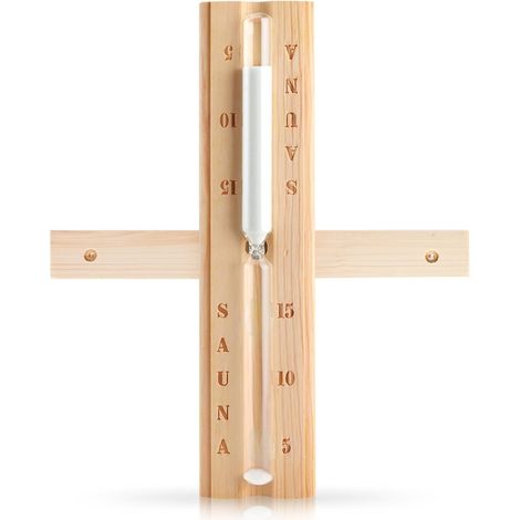 Sablier de Sauna, 15 Minutes Sablier Sauna en Bois Minuterie de Sable Sauno Compte à Rebours Sabliers Horloge de Sable avec Sable Blanc pour Sauno ou Salle de Spa - 30x6.5cm (1/5)