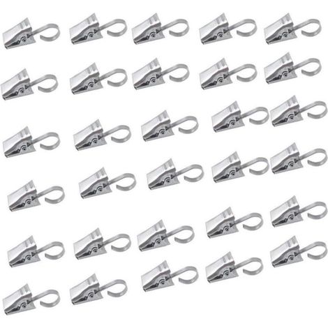 Set mit 50 Duschvorhanghaken aus Edelstahl mit Clips, Heimdekoration, silberfarben. (1/4)