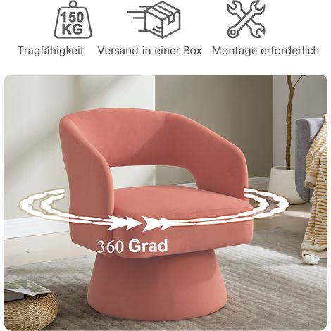 Fauteuil d'accent pivotant à 360°, moderne et confortable en velours, dossier ouvert, rembourrage en mousse douce, piétement métallique tournant pour salon/chambre/bureau (1/5)