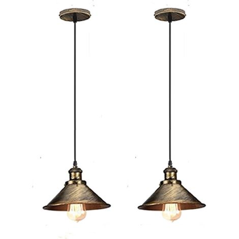 2X 22CM Lampes À Suspension Rétro Vintage Lustre E27 Plafonnier Industriel Abat-Jour En Métal Pour Loft Restaurant Café Bar (1/5)