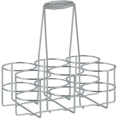 Porte-Bouteilles 6 Bouteilles, Panier à Bouteilles en métal chromé, Sac à Bouteilles pour Bouteilles en Verre et Pet jusqu'à, Porte-bière, Brillant (1/5)