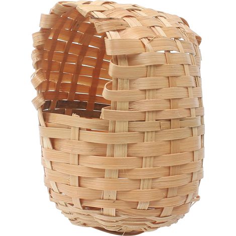 Nido para pinzones enjaulados, gran caja nido natural, nido de bambú hecho a mano con gancho de metal, pequeña cabaña, refugio de juguetes, caja colgante ecológica tejida a mano para accesorios de ext (1/5)