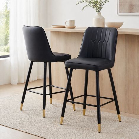 Barhocker 2er-Set 100 cm mit Rückenlehne PU-Leder OKMYHOME (1/5)