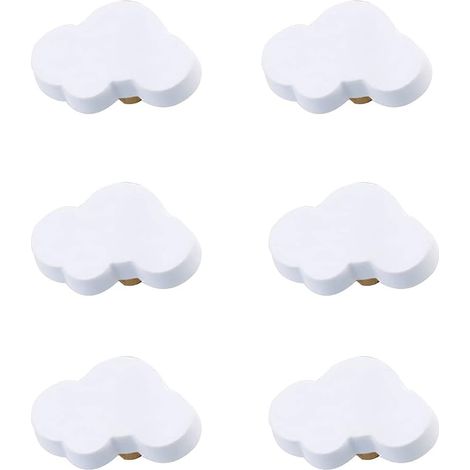 Juego de 6 pomos de goma suave con forma de dibujos animados para cajones, ideales para niños, niñas, armarios, juguetes y estanterías (Nube). (1/5)