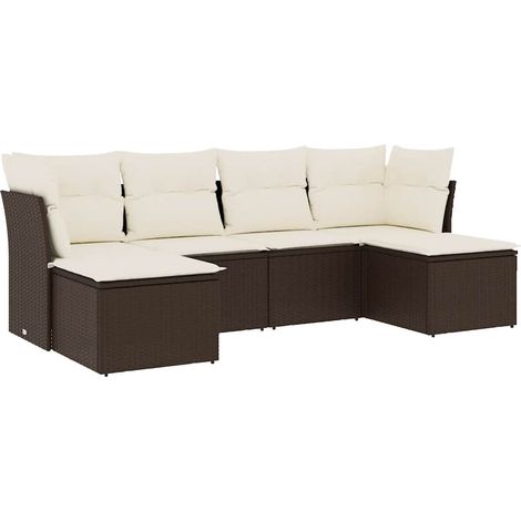 Maison Exclusive - Set sofás de jardín 6 piezas y cojines ratán s (1/5)