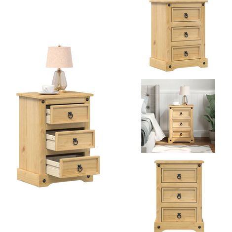 Table de chevet Corona 45x35x64 cm bois de pin massif - Table De Nuit - Meuble De Chambre - Commode - Table Basse - Mobilier Rustique (1/5)