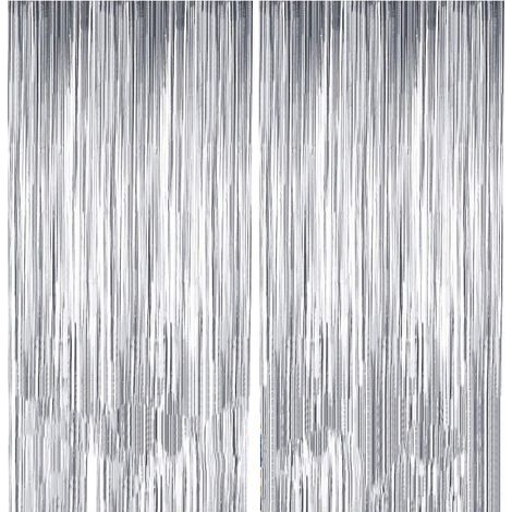 Fransen-Vorhang – Glänzendes Aluminium – Fotohintergrund für Hochzeiten, Verlobungen, Junggesellinnenabschiede, Geburtstage – 1 m x 2 m – 2er-Pack (1/5)