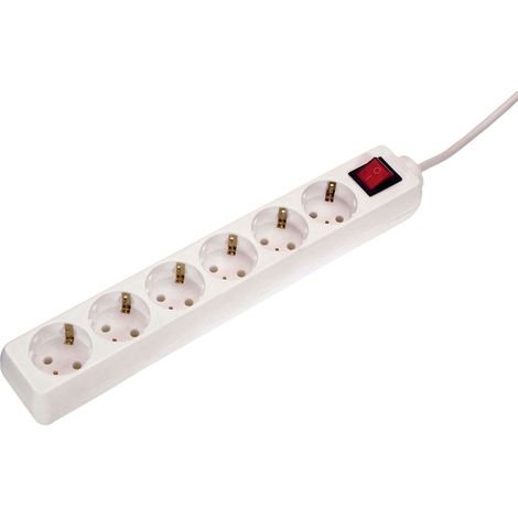 6-fach Steckdosenleiste 1,4m 230V weiß Ein-Ausschalter IP20