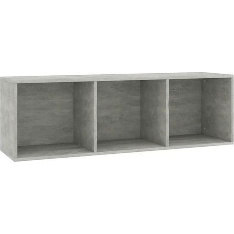 Meuble TV 3 niches bois gris effet béton Membi 114cm (1/3)