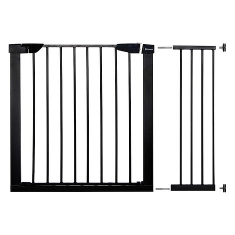 Barandilla para escaleras de 75-110 cm, una puerta de seguridad extensible, color negro. (1/5)