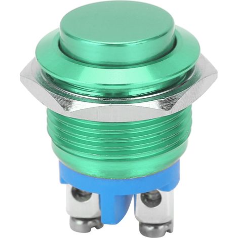 Interrupteur poussoir étanche en acier inoxydable de 16 mm, à retour automatique, normalement ouvert, 220 V, couleur verte