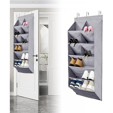 Étagère à chaussures suspendue en tissu Oxford, étagère à chaussures gain de place à placer derrière une porte avec 9 poches, idéale pour les camping-cars, les chambres d'enfants, etc.