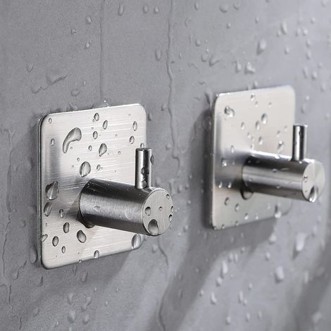 Ahlsen Handtuchhaken, 4er-Set, Kleiderbügel aus Edelstahl mit polierter Chromoberfläche, moderner Wandhaken für Badezimmer, Küche, Garage, Hotel, Wandmontage. (1/5)