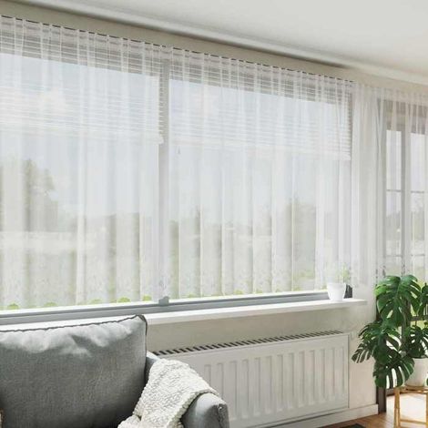 4107907 Rideau en Dentelle Floral Blanc 140 x 400 cm Polyester (1/5)